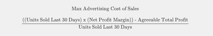 Equation to calculate Average Cost of Sale